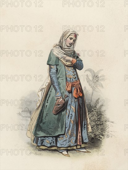 Mogul Lady, in the modern age, color engraving 1870.