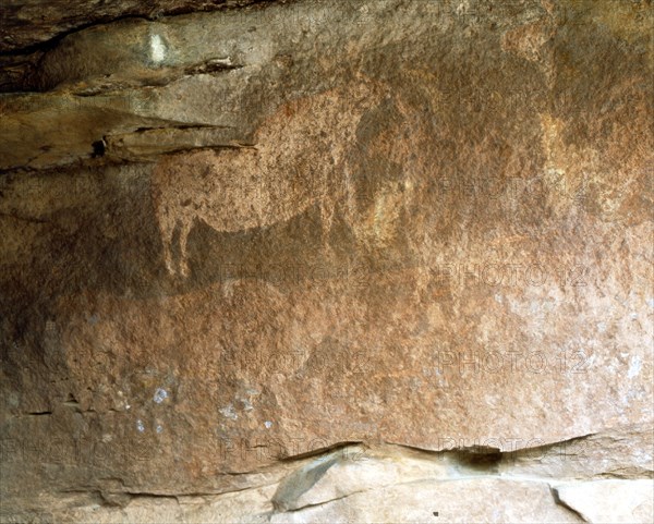 Levantine cave paintings from group Albarracín (Teruel) in the Abrigo Callejon of the Plou, cave ?