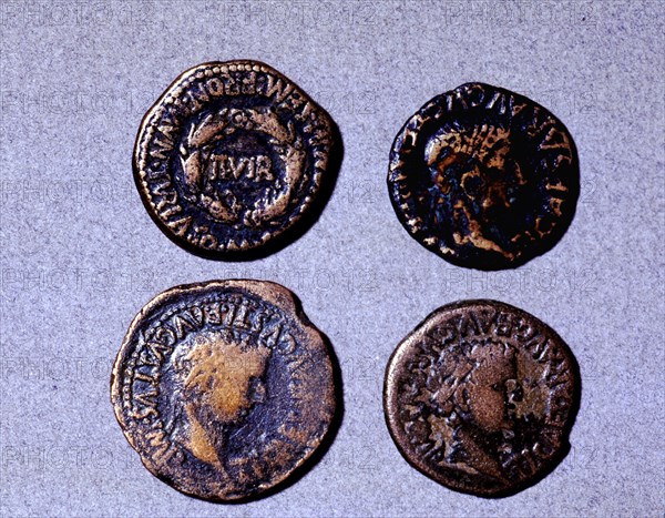 Roman coins from the first half of the first century AC (14-37) and the issuing authority was Tib?