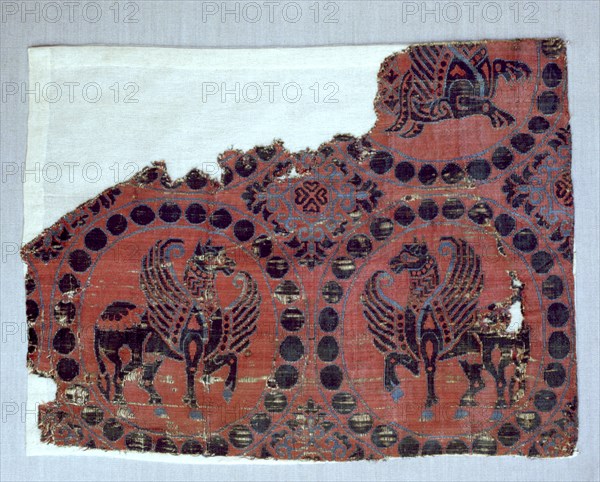 Silk fabric with decoration of winged horses, from the Monastery of Santa Maria de l'Estany.