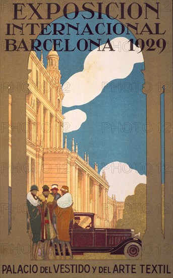 Brochure advertising the International Exhibition in Barcelona, 1929, Palace of Garments and Text?