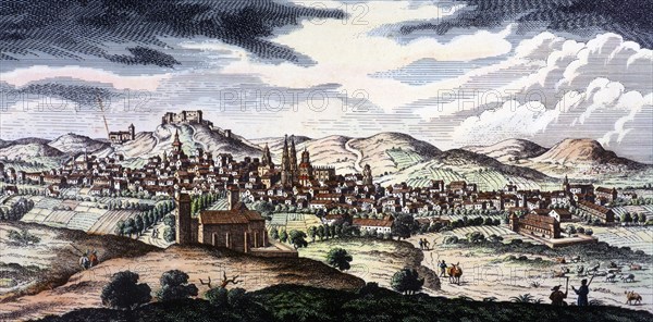 Overview of the city of Burgos, engraving.