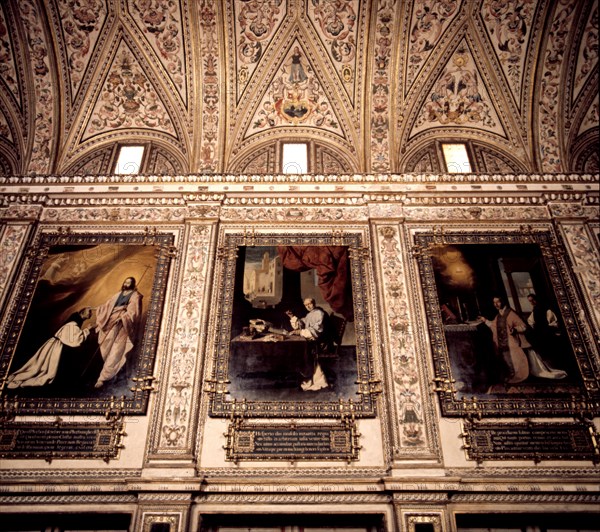 Sacristy of the Monastery of Guadalupe decorated with Paintings by Francisco de Zurbarán.