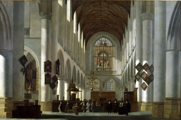 'Interior of St. Bavo Church in Harlem' 1668, oil on canvas by Job Berckheyde.