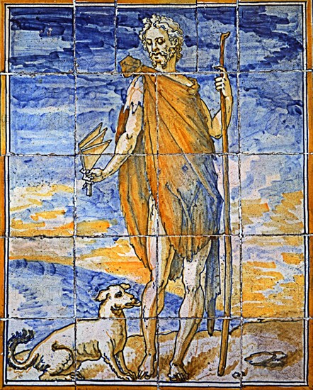 Tile with a figure representing Saint Lazarus, on an original by El Greco.