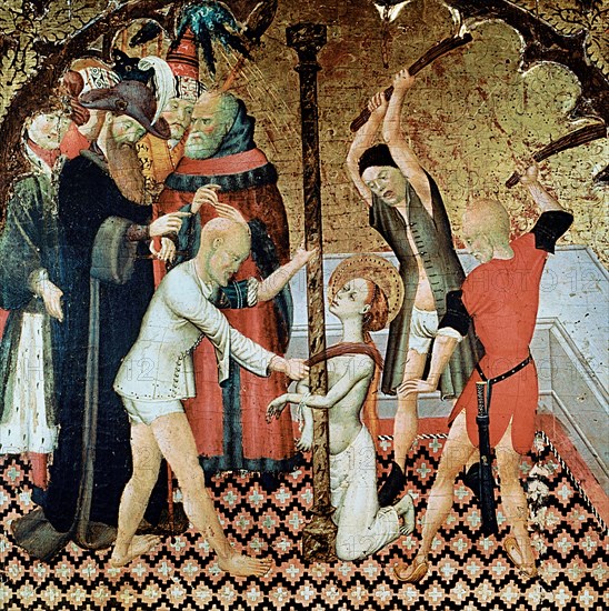 Flagellation of Saint Eulalia', board by Bernat Martorell.