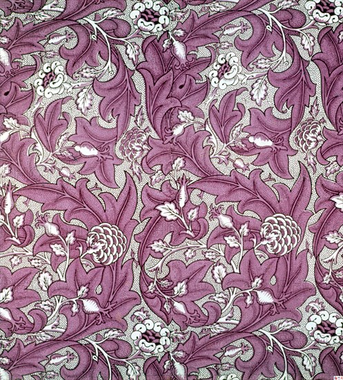 Purple wallpaper hand painted, it was the first wallpaper of the artist, printed by Jeffrey & Com?
