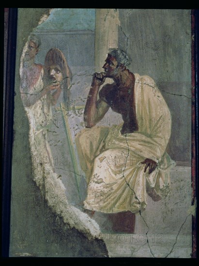 Actor and mask, fresco from the house of the Tragic Poet at Pompeii.