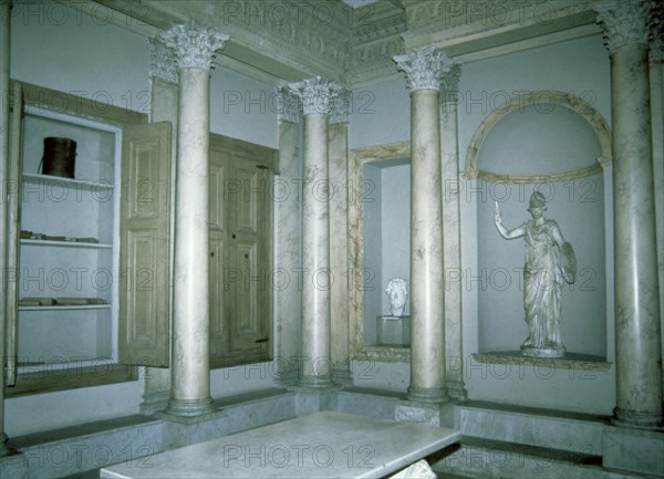 Reconstruction of the library of a noble Roman house.