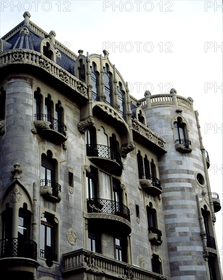 Detail of the façade of the Fuster House, designed by modernist architect Lluís Domenech i Muntan?
