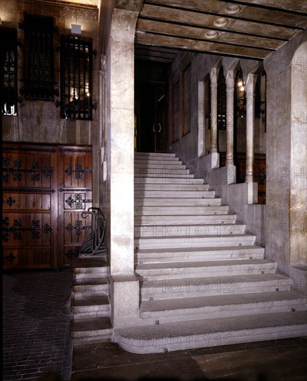 Main staircase and carriage entrance of the Güell Palace in Barcelona, ??1886-1889 by Antoni Gaud?