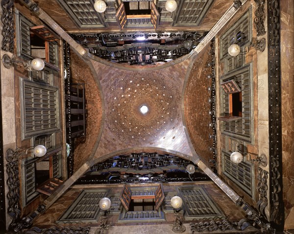 Dome of the great hall of the Guell Palace parabolic shaped, built between 1886 and 1891, designe?