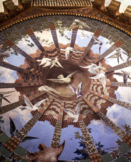 View of the dome of the first floor of the Vicens House, built between 1883 and 1885, designed by?