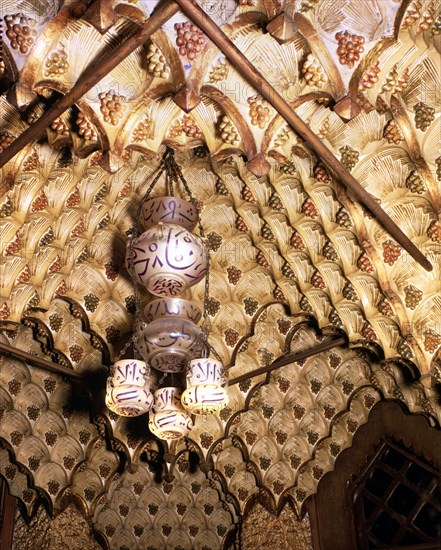 Detail of the roof of the smoking lounge of Vicens House, decorated in Islamic style, it should s?