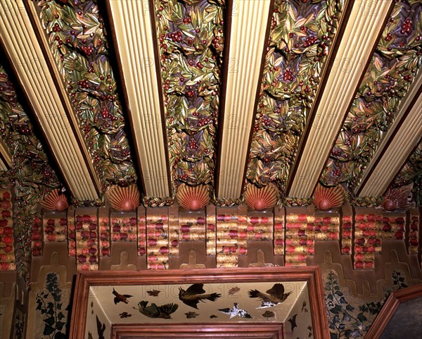 Detail of the roof of dining room of Vicens House, built between 1883 and 1885, designed by Anton?