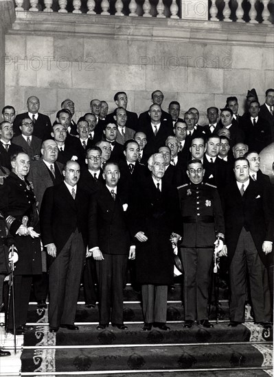 Francesc Macia, President of the Generalitat de Catalonia, along with other political figures.