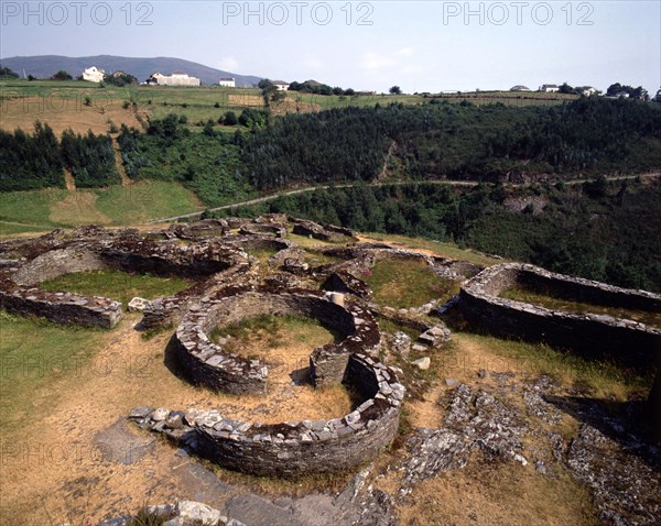 Partial view of the ruins of a Celtic Castro in Coaña (Asturias).