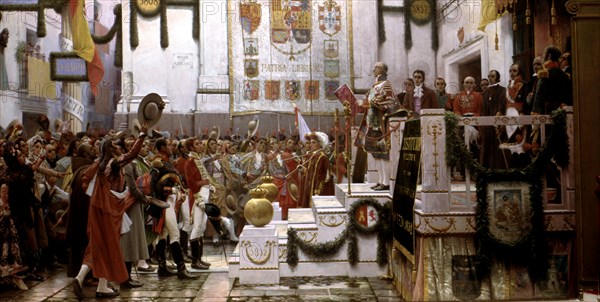 Proclamation of the Courts of Cadiz 1812, oil painted in 1912.