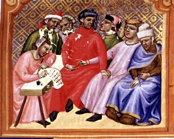 Miniature in 'Codex Justinian Institutiones Feodorum et Alia', illuminated manuscript, c. 1300.