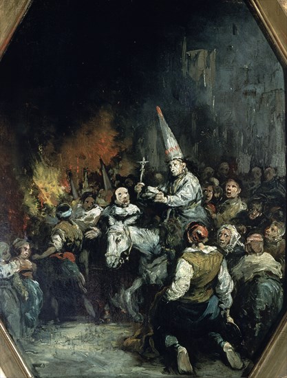 Oil representing 'Condemned by the Inquisition'.