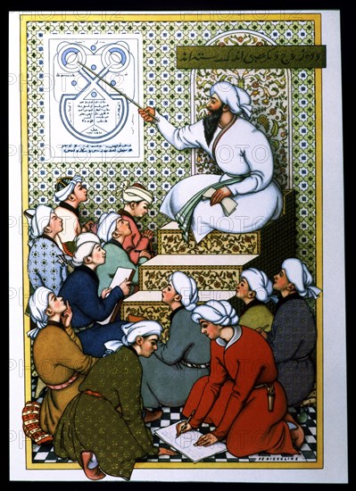 Islamic doctor teaching some young people, 10th century.