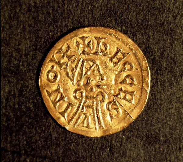 Visigothic gold coin from the period of political unification of the Iberian Peninsula.