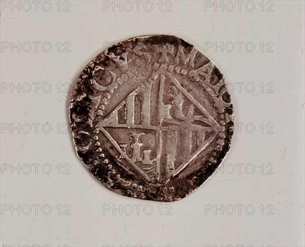 Reverse of a one-real coin in silver, during the reign of Philip III, found in Majorca.
