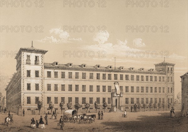 Old Seminary of Nobles, later transformed into the Military Hospital, engraving, 1870.