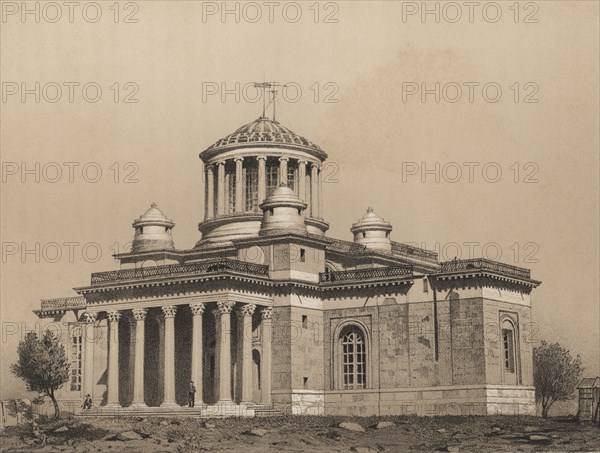 National Astronomical Observatory of Spain, built in 1790 by order of Charles III, engraving 1870.