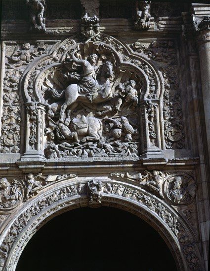 Relief of Santiago Matamoros which heads the façade of the San Marcos Inn in León.