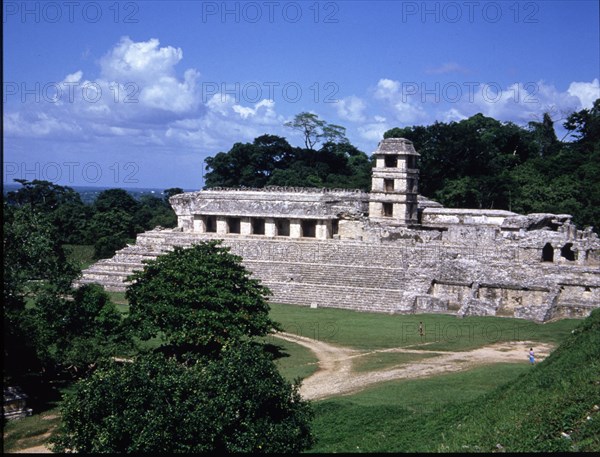 View of 'The Palace' in the Mayan ruins of Palenque.