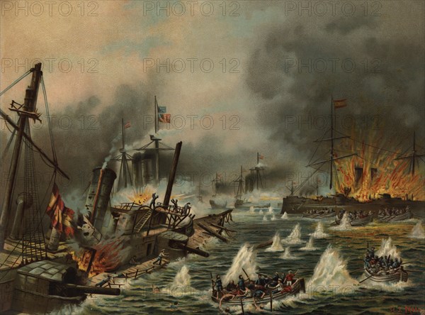 Naval Battle of Cavite (Manila), 1898, navy from Spain and from the United States of America.