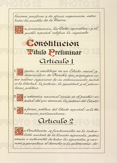 Preliminary Title, Article 1 of the Spanish Constitution of 1978.