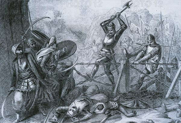 Battle of Las Navas de Tolosa (1212), engraving.