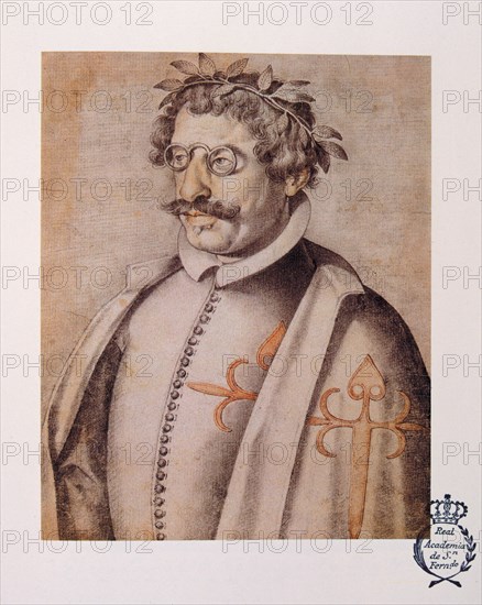 Francisco de Quevedo y Villegas (1580-1645), Spanish writer, portrait in the 'Book of description?