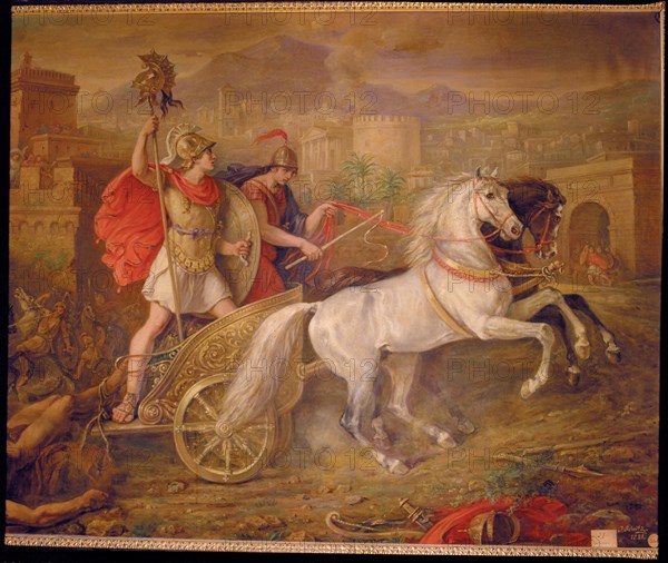 Achilles and Hector in the siege of Troy', Achilles, the Greek hero of 'Iliad'.