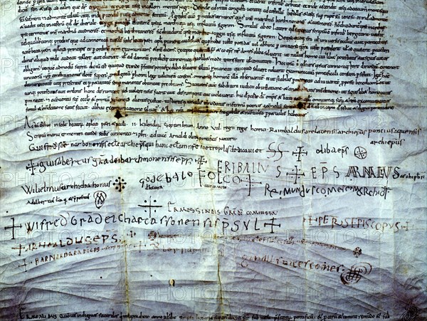 Dotalia of the Cathedral Church of San Pedro of Vic, a document written on parchment by Ermemir Q?