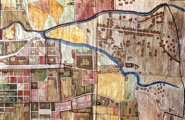 Detail of a map of the village of Gracia (Barcelona) in 1845.