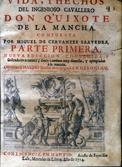 Cover of the work 'Vida y hechos del Ingenioso Caballero Don Quijote de la Mancha' (Life and fact?
