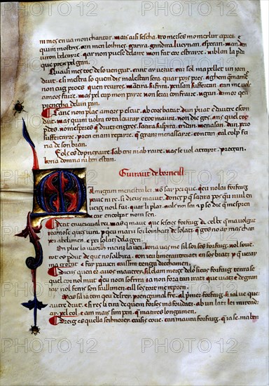Page of 'Cançoner Gil', songbook of the mid-14th century that brings together poems of classic tr?
