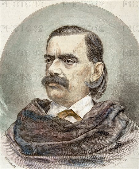 Manuel Fernández y González (1821-1888), Spanish writer and novelist, engraving in the magazine '?