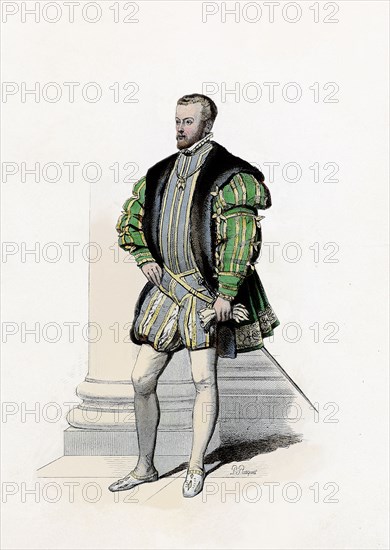 Philip II, king of Spain. (Valladolid, 1527-San Lorenzo del Escorial, 1598), son of Charles I, en?