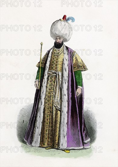 Selim II or Salim II (1524-1574). Ottoman Sultan, engraving, 1870.