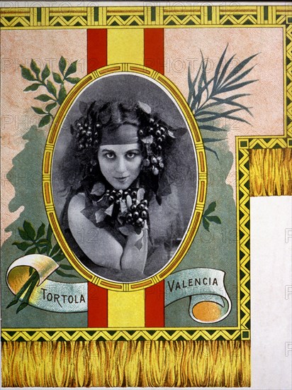 Carmen Tortola Valencia (1882-1955), Andalusian dancer, advertising lithographic proof, 1910s.
