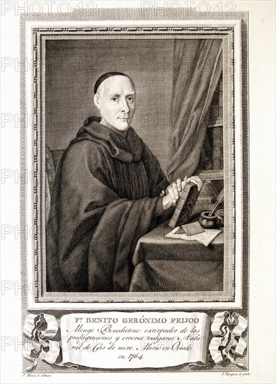 Fray Benito Feijoo Geronimo (1676-1764), Spanish Benedictine monk and scholar, engraving of the c?