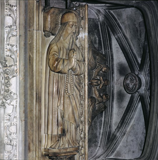 Tomb in the church of San Francisco de Palma de Mallorca with the recumbent statue of Ramon Llull?