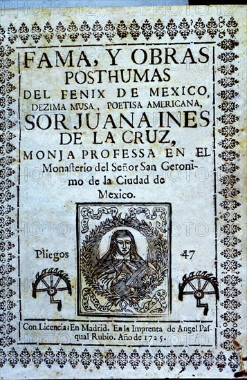 Cover of the work 'Fama y obras póstumas' (Fame and posthumous works) by Sor Juana Ines de la Cru?
