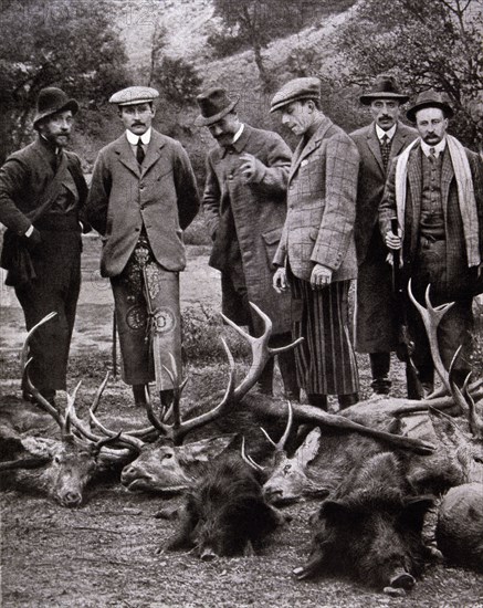 King Alfonso XIII of Spain (1886-1941)  hunting with Prince Arthur of Connaught, grandson of Edwa?