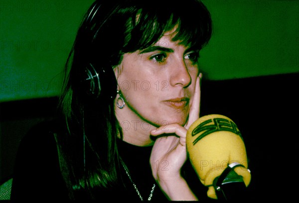 Gemma Nierga (1965 -), Spanish radio and television journalist, Gemma Nierga in radio studio.