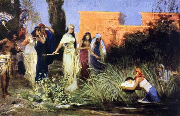 Moses saved from the waters by the Pharaoh's daughter.